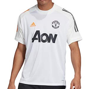 Camiseta adidas United entreno 2020 2021 - Camiseta de entrenamiento adidas del Manchester United 2020 2021 - blanca - frontal