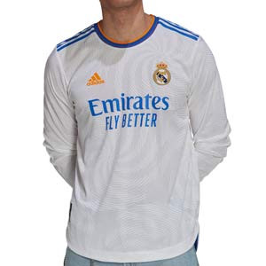 Camiseta manga larga adidas Real Madrid 2021 2022 authentic - Camiseta manga larga adidas authentic primera equipación Real Madrid CF 2021 2022 - blanca - frontal