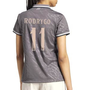 Camiseta adidas 3a Real Madrid mujer Rodrygo 24-25 - Camiseta para mujer de la tercera equipación adidas de Rodrygo del Real Madrid 2024 2025 - gris - miniatura
