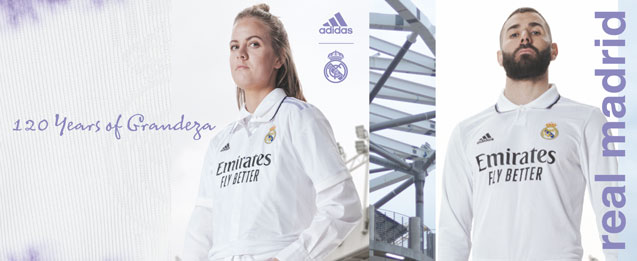 Jugadores de fútbol del Real Madrid con la camiseta de la 1a equipación 2022 2023 color blanco.