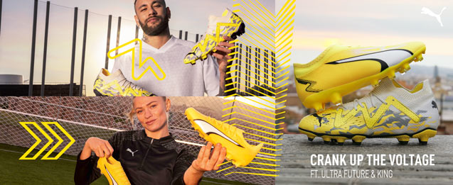 nuevas botas de fútbol Puma Future y Ultra colección Voltage para niño
