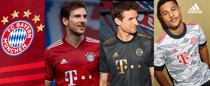 Camiseta adidas Bayern Munich primera, segunda y tercera equipación 2022 para adulto.