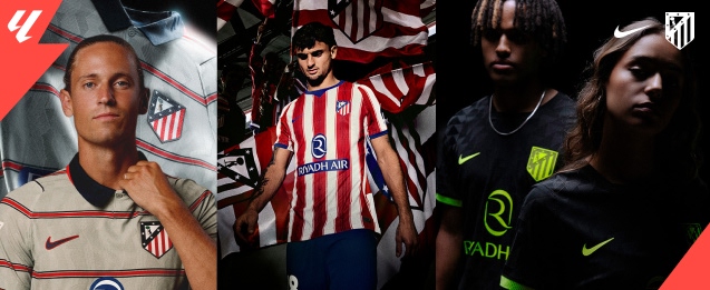 Primera, segunda y tercera equipación del Atlético Madrid temporada 2026 2027.