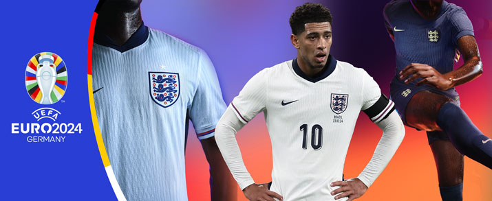 Camiseta infantil primera y segunda equipación Nike selección Inglaterra eurocopa 2024