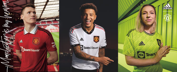 Camiseta primera, segunda y tercera equipación adidas Manchester United 2022 2023