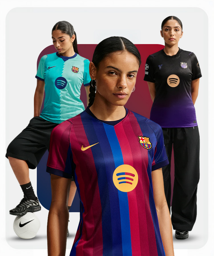 Encuentra las camisetas de fútbol del Barça oficial para mujer