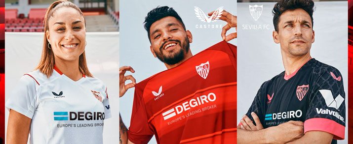 Camiseta de la primera, segunda y tercera equipación 2022 2023 Sevilla FC para adulto