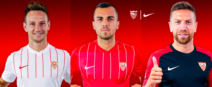 Camiseta de la primera, segunda y tercera equipación 2021 2022 Sevilla FC para adulto