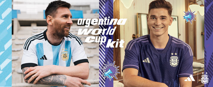 Primera y segunda equipación del Argentina para niño Mundial 2022.