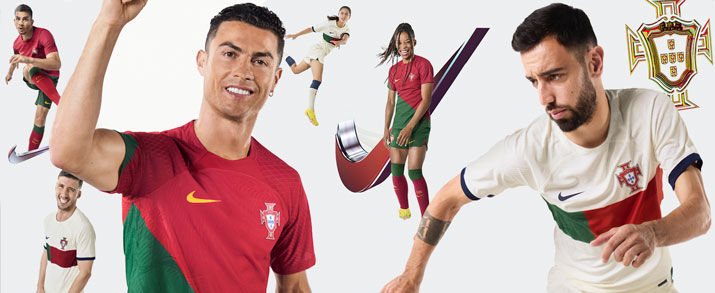 Camiseta infantil primera y segunda equipación selección de Portugal 2022