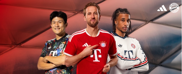 Camiseta adidas Bayern Munich home, away y third 26/27 para adulto.