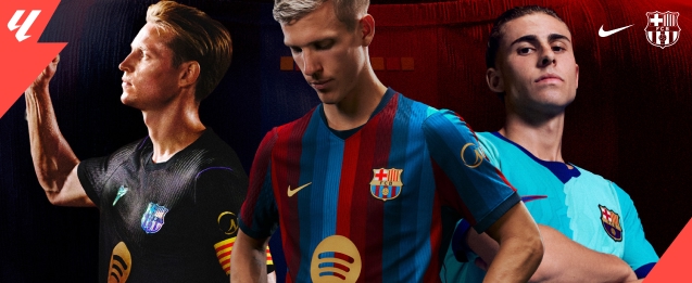 Primera, segunda y tercera equipación del FC Barcelona, para la temporada 26/27