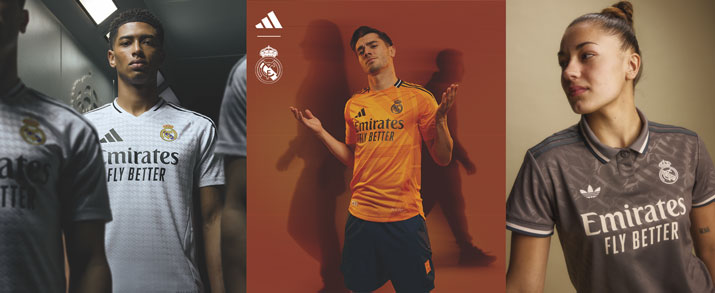 Equipacion fútbol adidas primera, segunda y tercera equipación Real Madrid 2024-2025 para niño